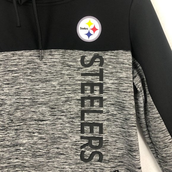 NFL Women's Size Small Black Grey Pittsburgh Steelers Pullover Sweatshirt Hood - Picture 4 of 12